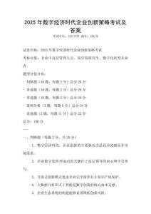 2025年數(shù)字經(jīng)濟時代企業(yè)創(chuàng)新策略考試及答案