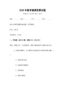 2025年數學建模競賽試題