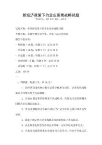 新經(jīng)濟(jì)政策下的企業(yè)發(fā)展戰(zhàn)略試題