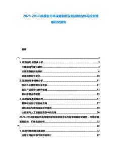 2025-2030旅游業市場深度剖析及旅游綜合體與投資策略研究報告