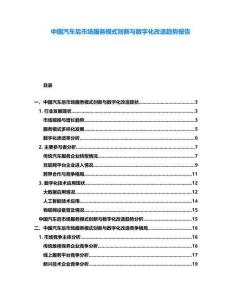 中國汽車后市場服務(wù)模式創(chuàng)新與數(shù)字化改造趨勢報告