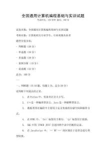 全国通用计算机编程基础与实训试题