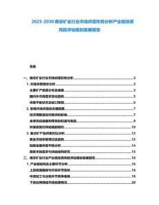 2025-2030南非礦業行業市場供需形勢分析產業鏈投資風險評估規劃發展報告