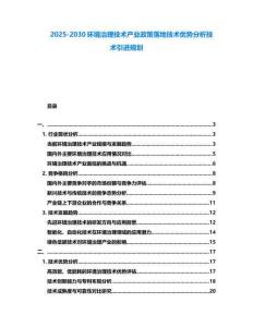 2025-2030環境治理技術產業政策落地技術優勢分析技術引進規劃