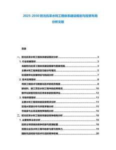 2025-2030防汛抗旱水利工程體系建設(shè)規(guī)劃與投資布局分析文獻