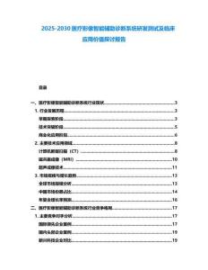 2025-2030醫療影像智能輔助診斷系統研發測試及臨床應用價值探討報告