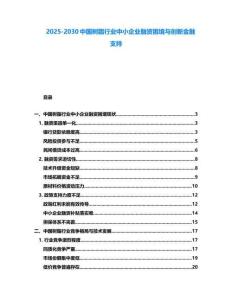 2025-2030中國樹脂行業中小企業融資困境與創新金融支持