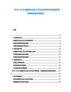 2025-2030金屬粉末冶金工藝行業供需技術匹配度研究及精密制造升級規劃
