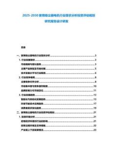 2025-2030家用吸塵器電機行業現狀分析投資評估規劃研究報告設計研發