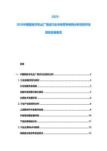 2025-2030中國智能手機出廠測試行業市場競爭格局分析投資評估規劃發展報告