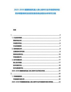 2025-2030德国智能机器人核心部件行业市场现有供给需求调整调研及投资实施性商业规划分析研究方案