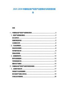 2025-2030中国商业地产轻资产运营模式与风险管控报告