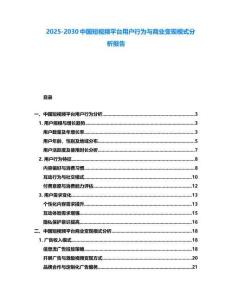 2025-2030中國短視頻平臺用戶行為與商業變現模式分析報告