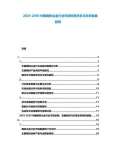 2025-2030中国钢铁冶金行业市场供需关系与未来发展趋势
