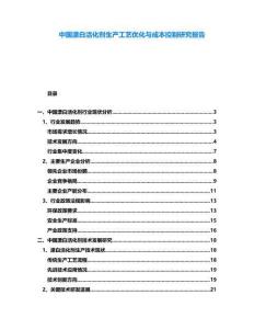中国漂白活化剂生产工艺优化与成本控制研究报告