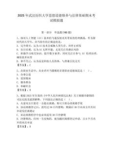 2025年武漢紡織大學思想道德修養與法律基礎期末考試模擬題附答案（奪分金卷）