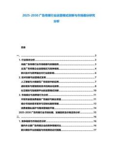 2025-2030廣告?zhèn)髅叫袠I(yè)運(yùn)營(yíng)模式創(chuàng)新與市場(chǎng)細(xì)分研究分析