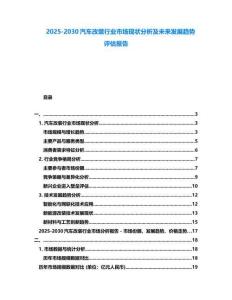 2025-2030汽车改装行业市场现状分析及未来发展趋势评估报告