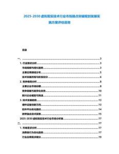 2025-2030虛擬現(xiàn)實技術(shù)行業(yè)市場弱點突破規(guī)劃發(fā)展實施方案評估咨詢