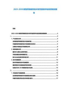 2025-2030新型药物制剂技术研究前景评估投资规划报告
