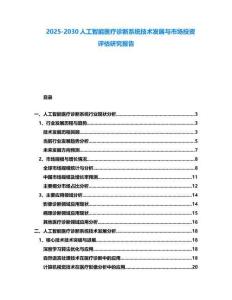 2025-2030人工智能醫(yī)療診斷系統(tǒng)技術(shù)發(fā)展與市場投資評估研究報告