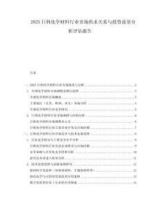 2025日韓化學材料行業市場供求關系與投資前景分析評估報告