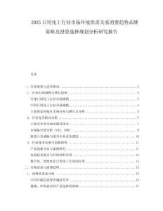 2025日用化工行業(yè)市場環(huán)境供需關(guān)系消費趨勢品牌策略及投資選擇規(guī)劃分析研究報告