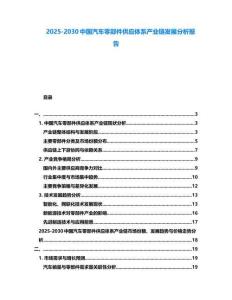 2025-2030中国汽车零部件供应体系产业链发展分析报告
