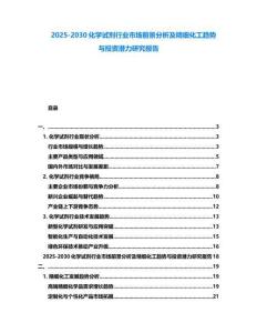 2025-2030化学试剂行业市场前景分析及精细化工趋势与投资潜力研究报告