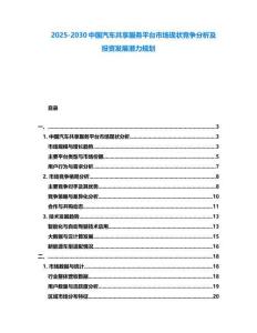 2025-2030中國汽車共享服務平臺市場現狀競爭分析及投資發展潛力規劃