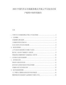2025中國汽車后市場服務模式升級云平臺技術在客戶粘性中的作用報告