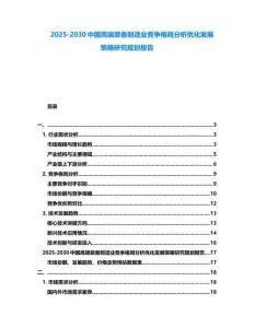 2025-2030中國高端裝備制造業競爭格局分析優化發展策略研究規劃報告