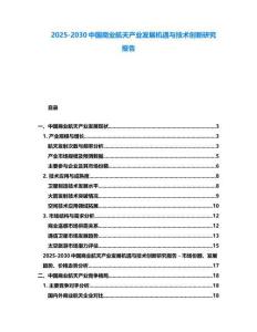 2025-2030中國商業航天產業發展機遇與技術創新研究報告