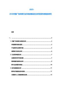 2025-2030中國廣告傳媒行業市場發展動態分析投資布局規劃研究