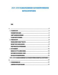 2025-2030石油钻采设备制造行业市场竞争供需现状发展评估分析研究报告