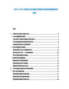 2025-2030中国污水处理技术革新与投资回报周期评估报告