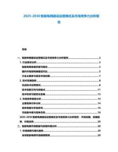 2025-2030智能電網建設運營模式及市場競爭力分析報告