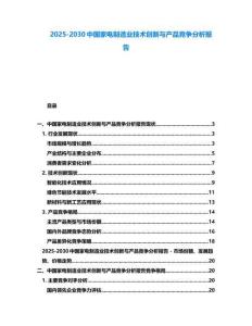 2025-2030中國家電制造業技術創新與產品競爭分析報告