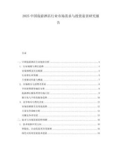 2025中國旅游酒店行業市場需求與投資前景研究報告