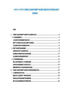 2025-2030中國工業軟件國產化替代路徑與市場機會研究報告