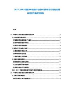 2025-2030中国汽车改装件行业市场分析及个性化定制与投资方向研究报告