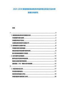 2025-2030美容美發(fā)培訓(xùn)機(jī)構(gòu)市場(chǎng)供需分析及行業(yè)未來發(fā)展方向研究