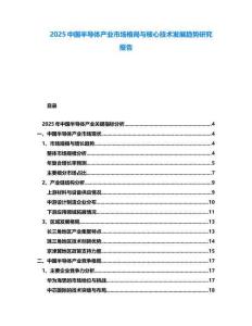 2025中國半導體產業市場格局與核心技術發展趨勢研究報告