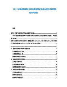 2025中國物聯網技術市場發展現狀及商業模式與投資趨勢研究報告