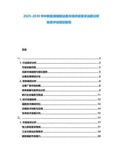 2025-2030華中新能源儲能設備市場供給需求當前分析投資評估規劃報告