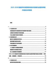 2025-2030智能停車場管理系統技術發展與運營效率提升規劃分析報告