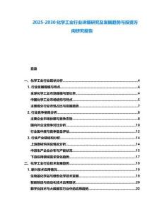 2025-2030化學工業行業詳細研究及發展趨勢與投資方向研究報告