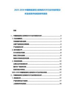 2025-2030中國新能源風力發電機葉片行業市場供需分析及投資評估規劃研究報告