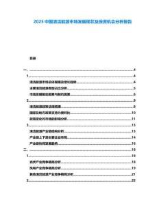 2025中國清潔能源市場發展現狀及投資機會分析報告