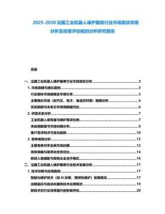2025-2030法國(guó)工業(yè)機(jī)器人維護(hù)服務(wù)行業(yè)市場(chǎng)現(xiàn)狀供需分析及投資評(píng)估規(guī)劃分析研究報(bào)告
